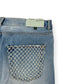 OFF-WHITE BLEACHED DENIM JEANS BLUE / WHITE W34”
