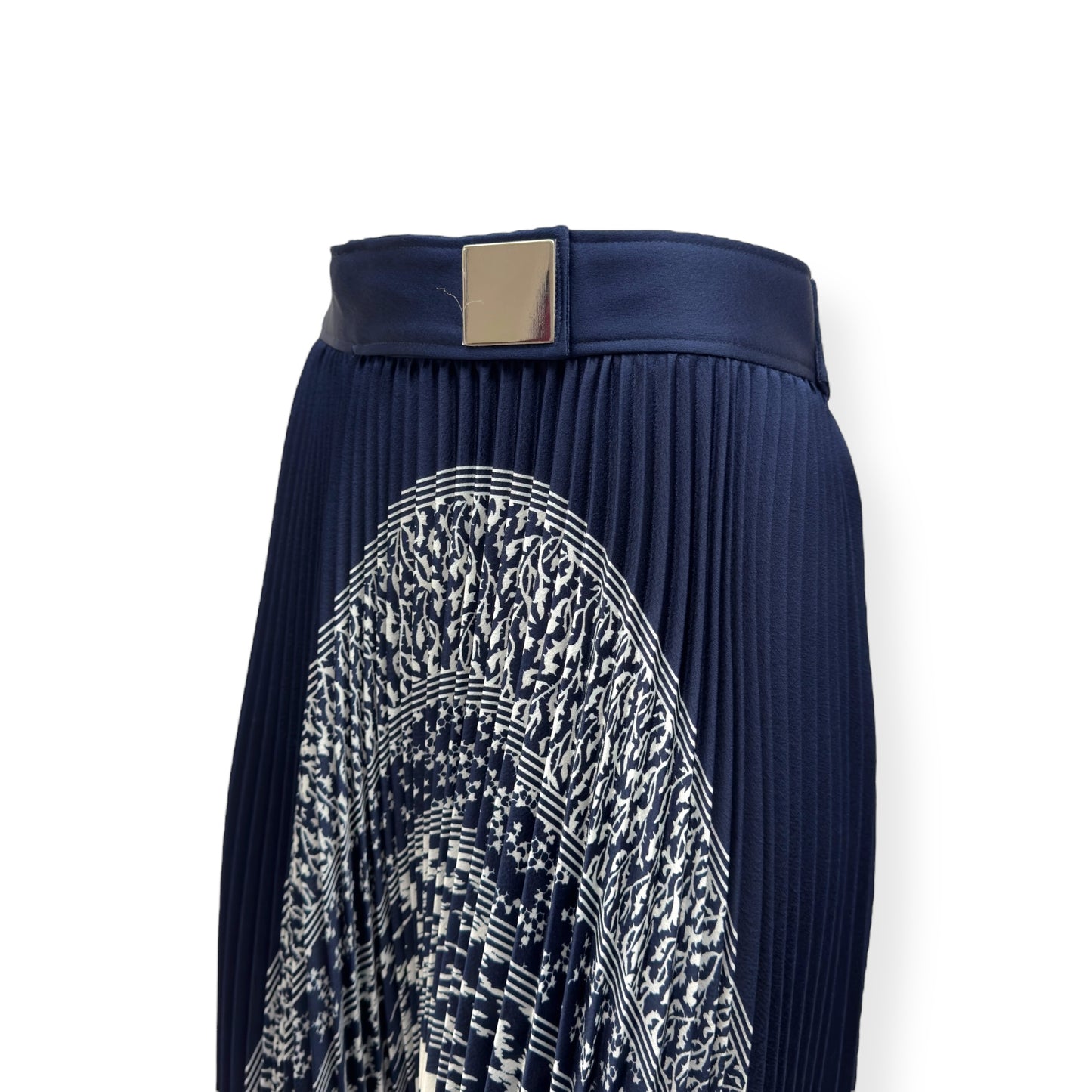 CARVEN PLEATED ABSTRACT LONG SKIRT BLUE 40 / UK12