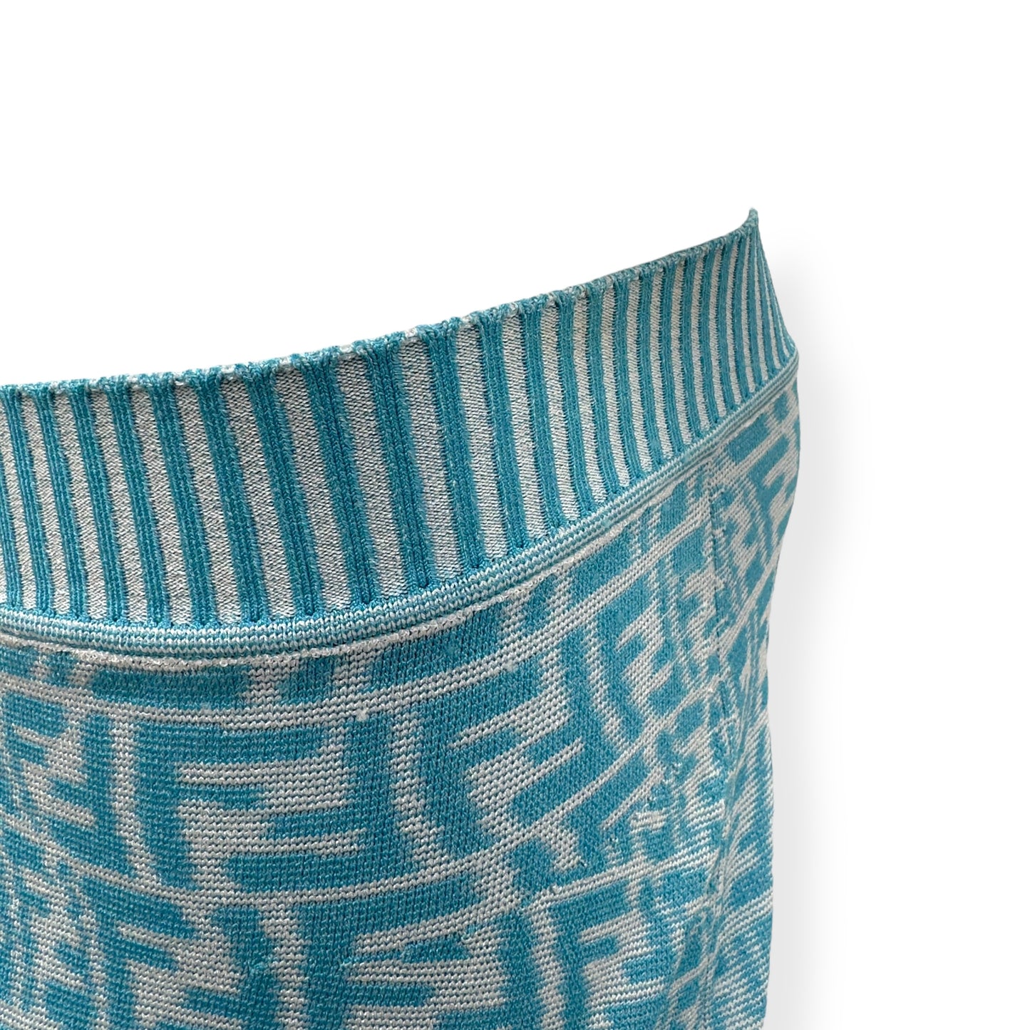 FENDI FF VERTIGO-JACQUARD KNIT MINI DRESS BLUE / WHITE 36 / XS