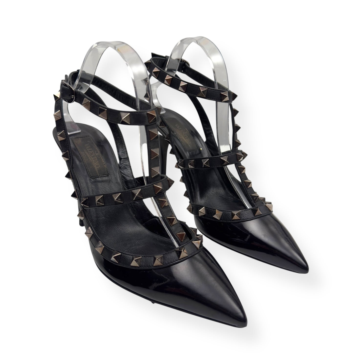 VALENTINO GARAVANI ROCKSTUD PATENT LEATHER HEELS NOIR 38 / UK5