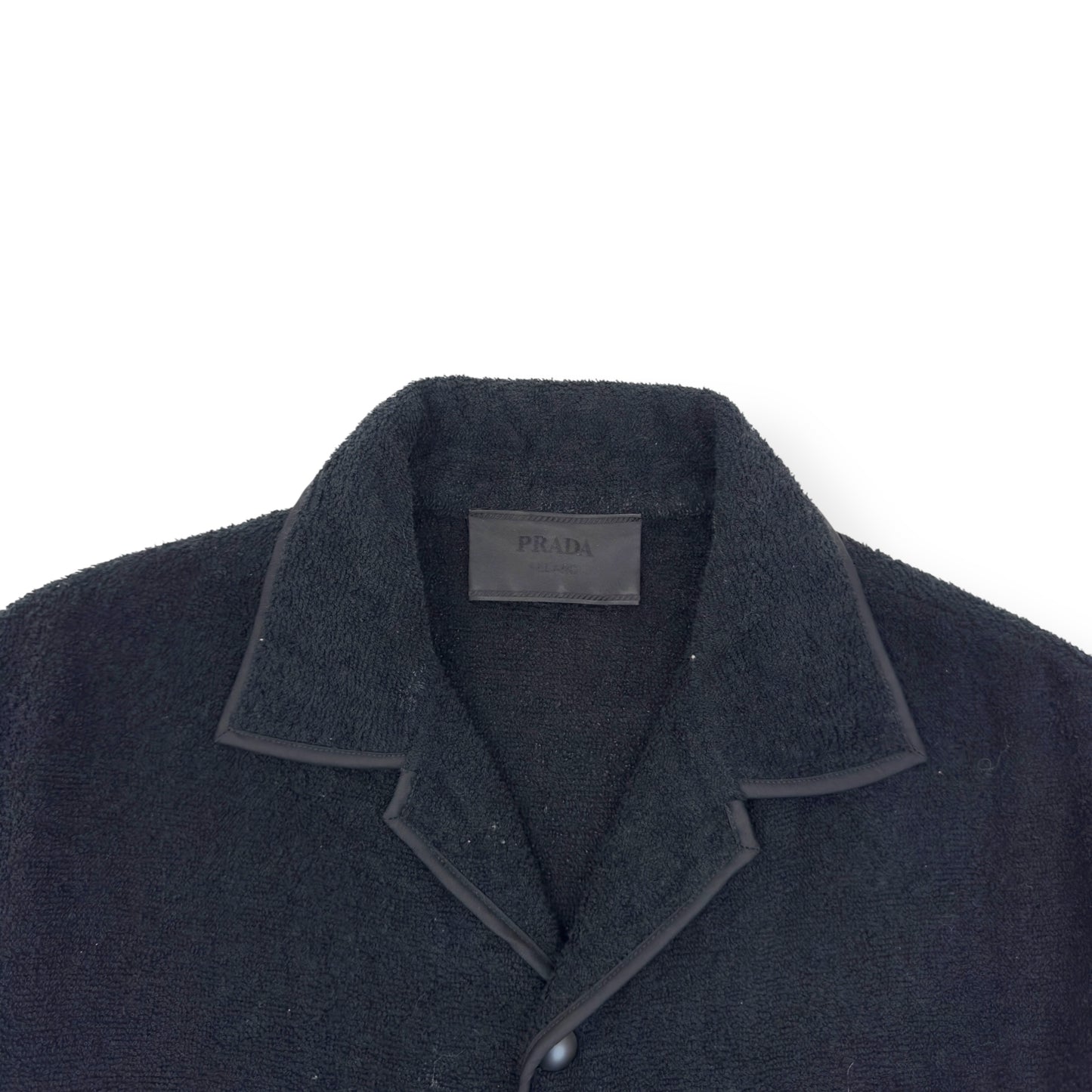 PRADA COTTON TOWELLING BOWLING SHIRT BLACK M