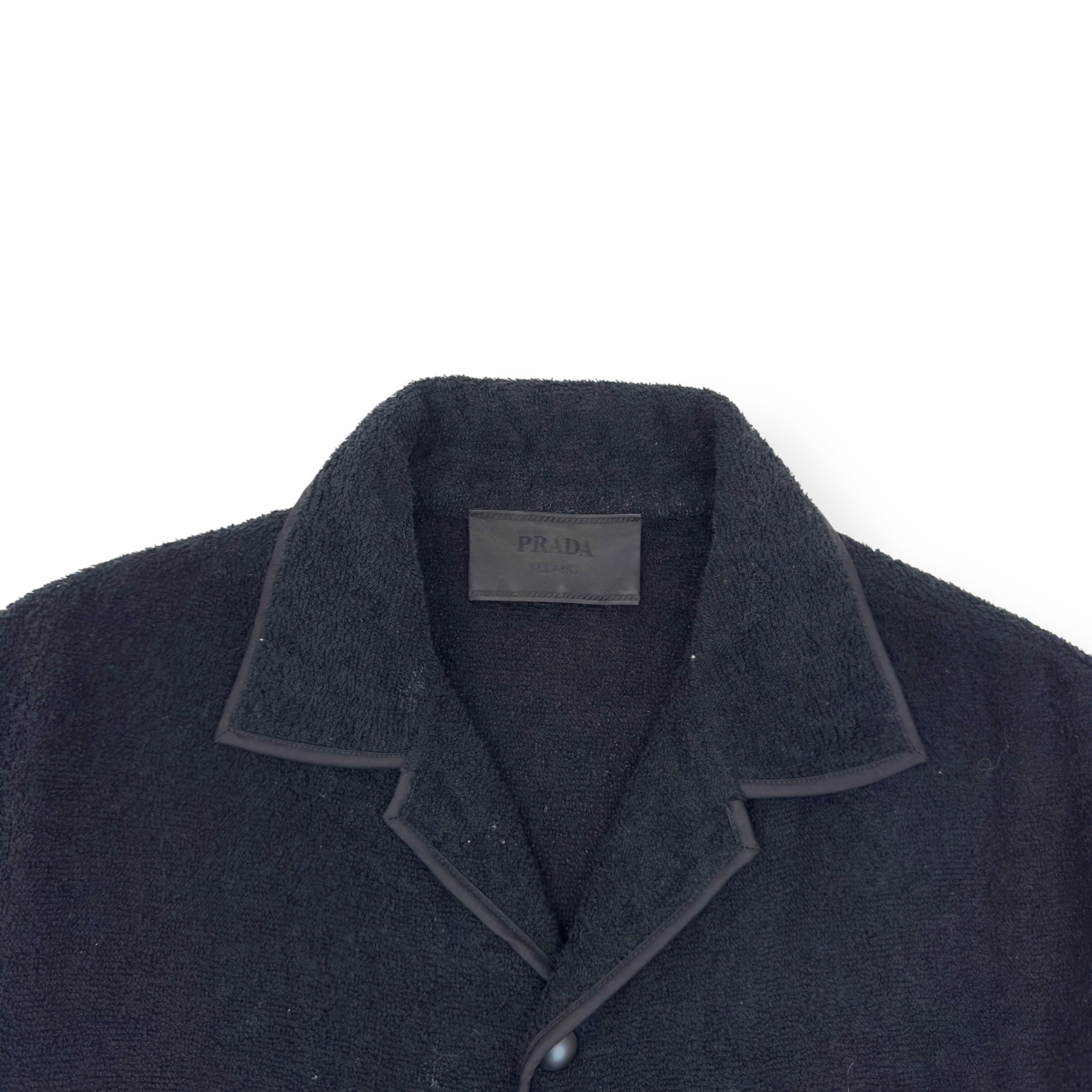 PRADA COTTON TOWELLING BOWLING SHIRT BLACK M