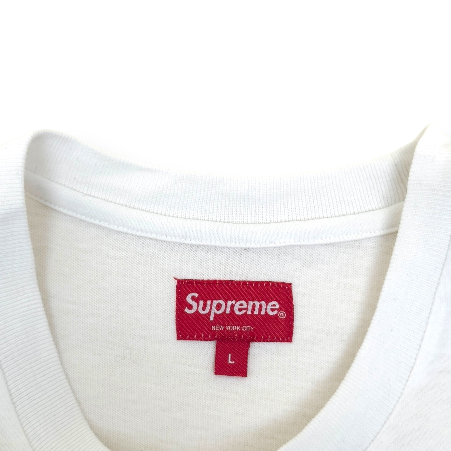 SUPREME WASHED SCRIPT LOGO COTTON T-SHIRT WHITE L