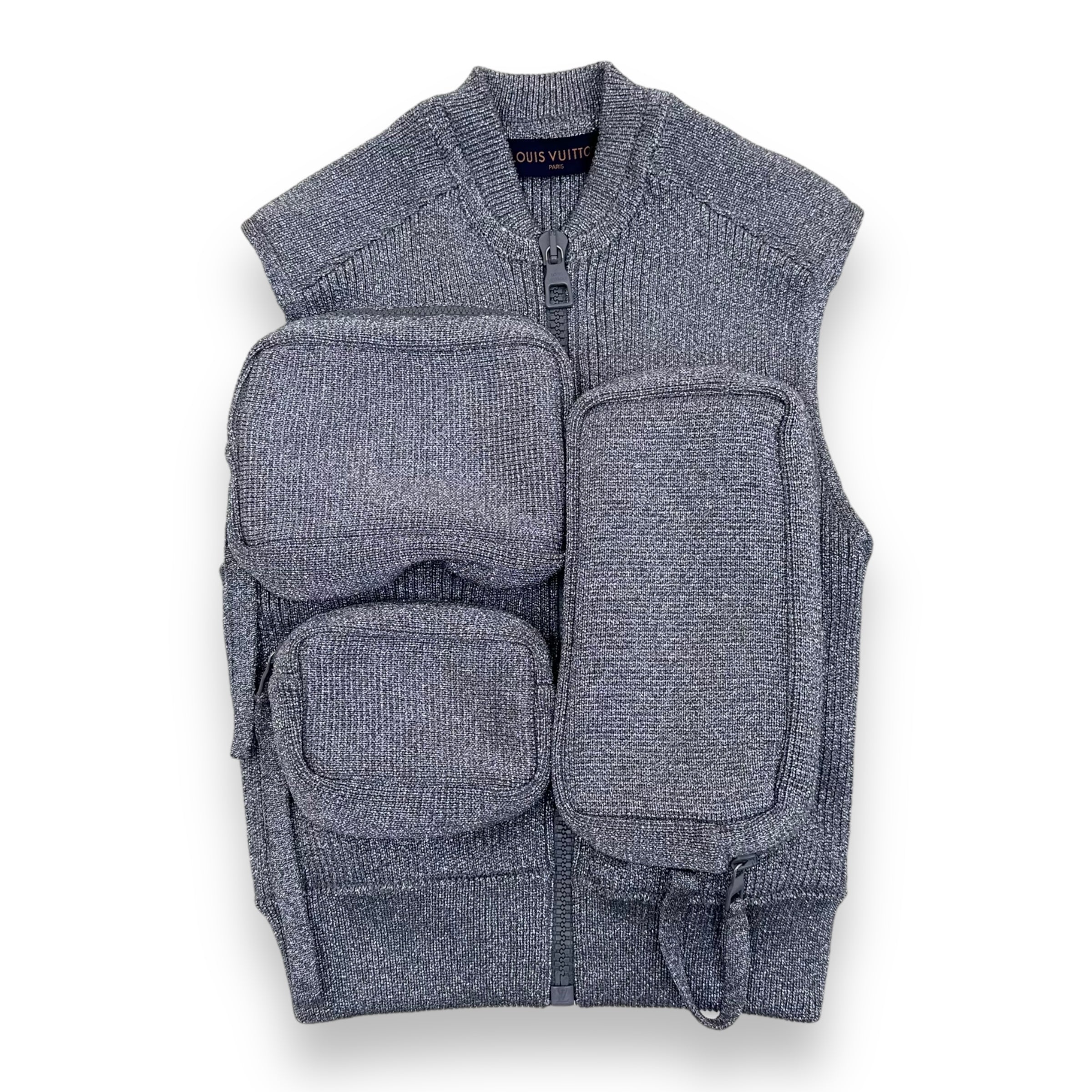 LOUIS VUITTON X VIRGIL ABLOH LUREX MULTI POCKET 3D GILET VEST SILVER S