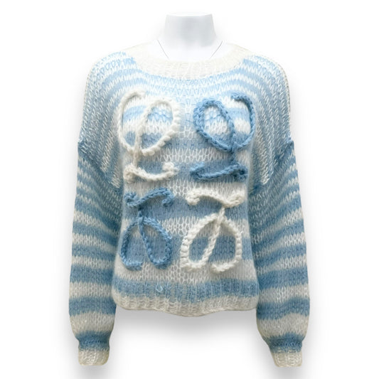 LOEWE MOHAIR ANAGRAM KNITTED SWEATER BLUE / WHITE S