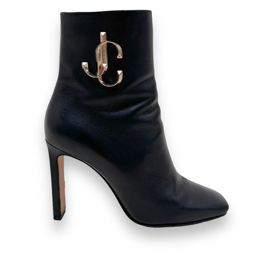 JIMMY CHOO MINORI LEATHER ANKLE BOOTS BLACK UK5