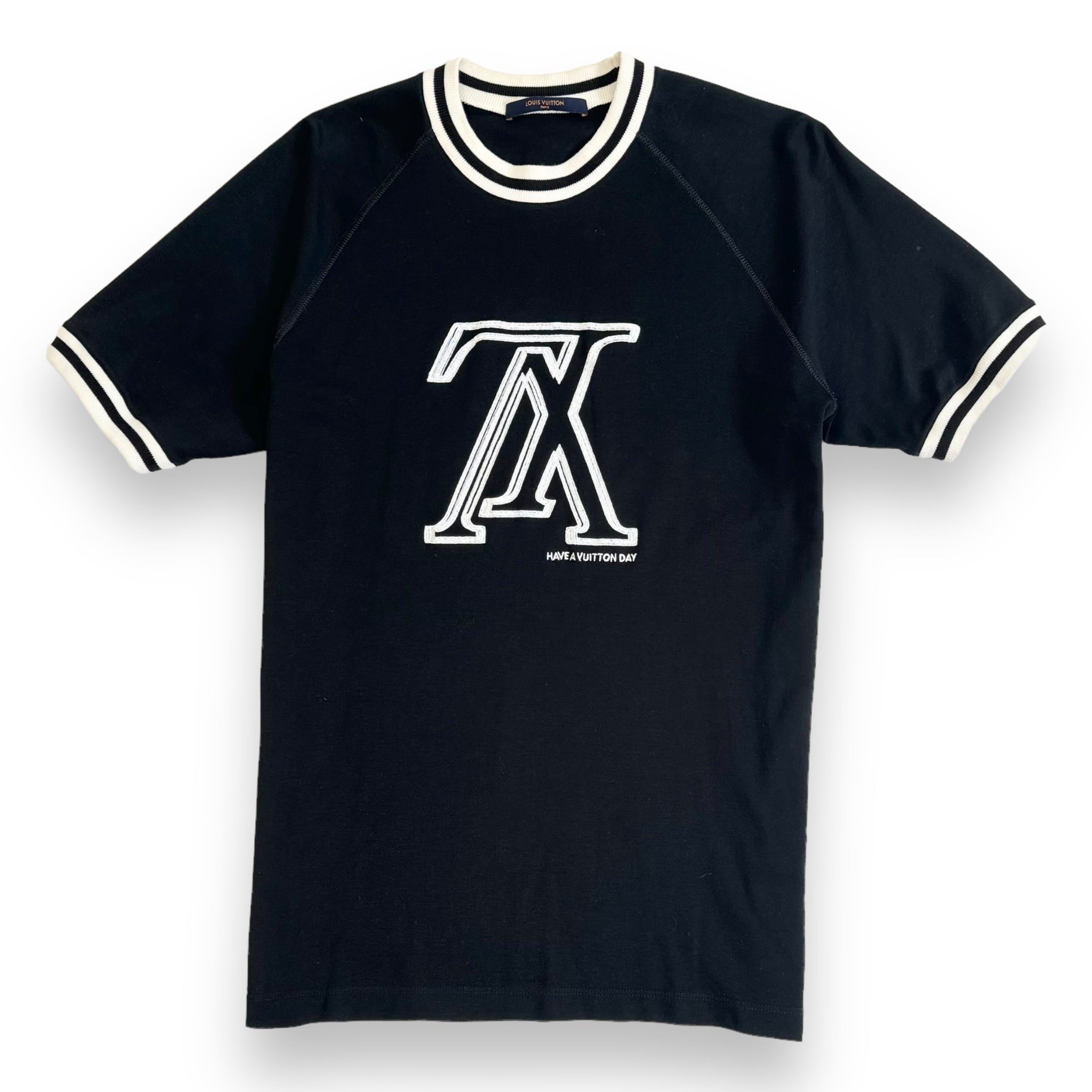 LOUIS VUITTON LV UPSIDE DOWN LOGO CREW NECK T-SHIRT BLACK / WHITE L