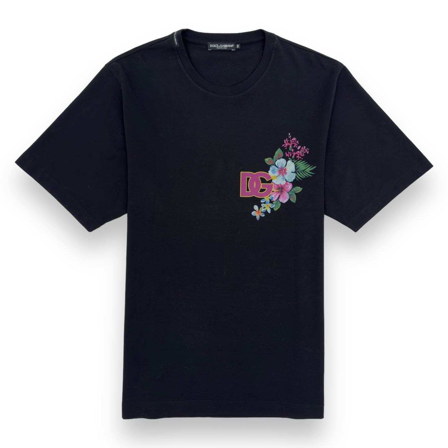 DOLCE&GABBANA FLORAL PRINT T-SHIRT BLACK L