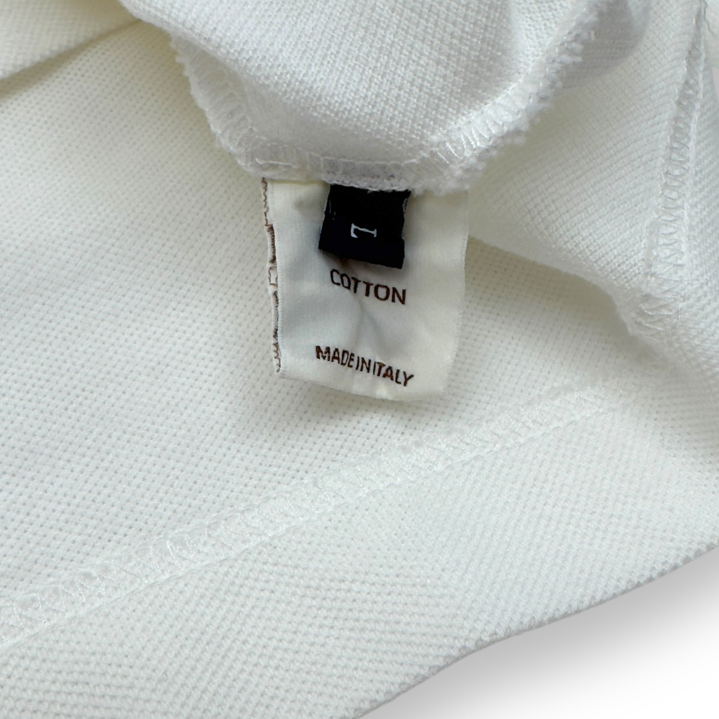 THOM SWEENEY LONG SLEEVE COTTON POLO SHIRT WHITE L