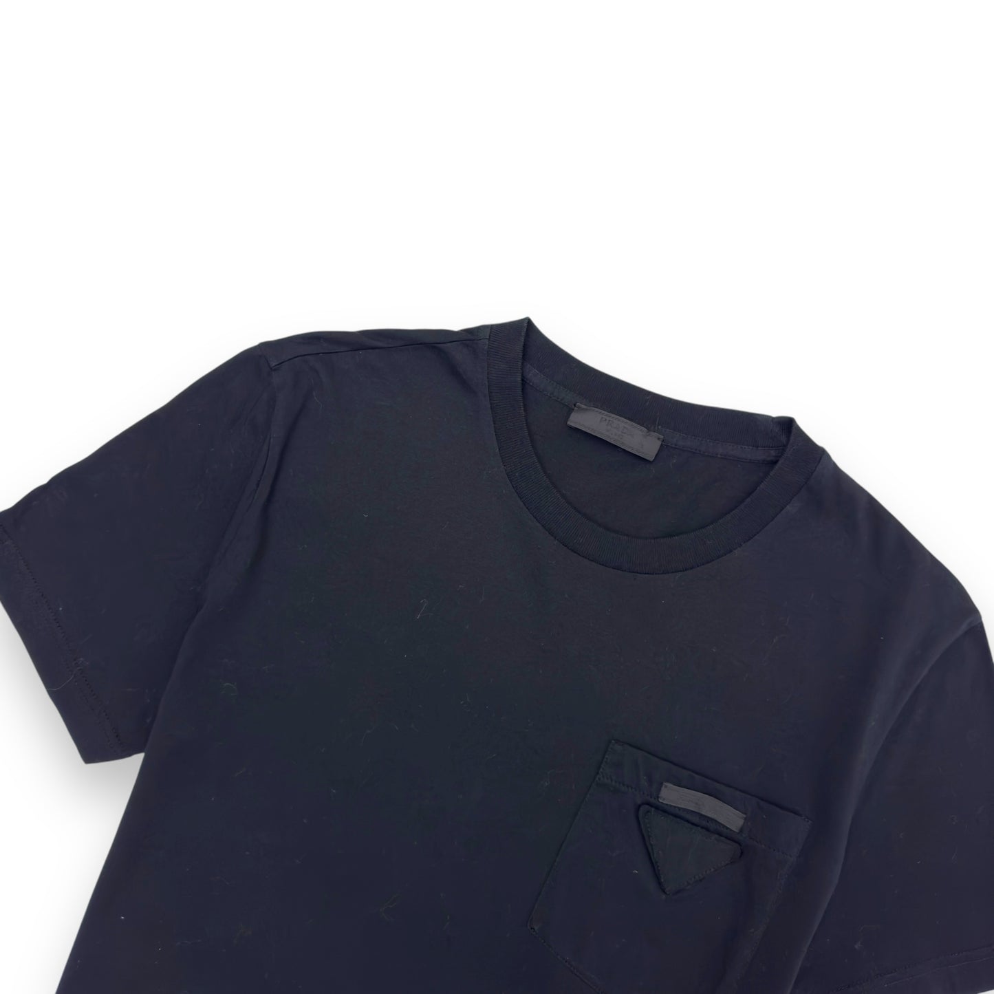 PRADA CHEST LOGO COTTON T-SHIRT BLACK M