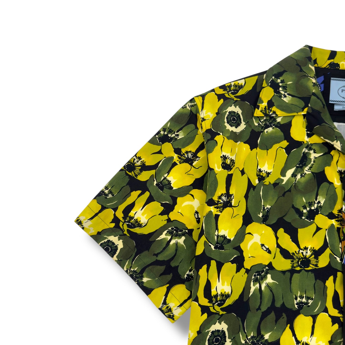PRADA DOUBLE MATCH BOWLING SHIRT YELLOW / BLACK L