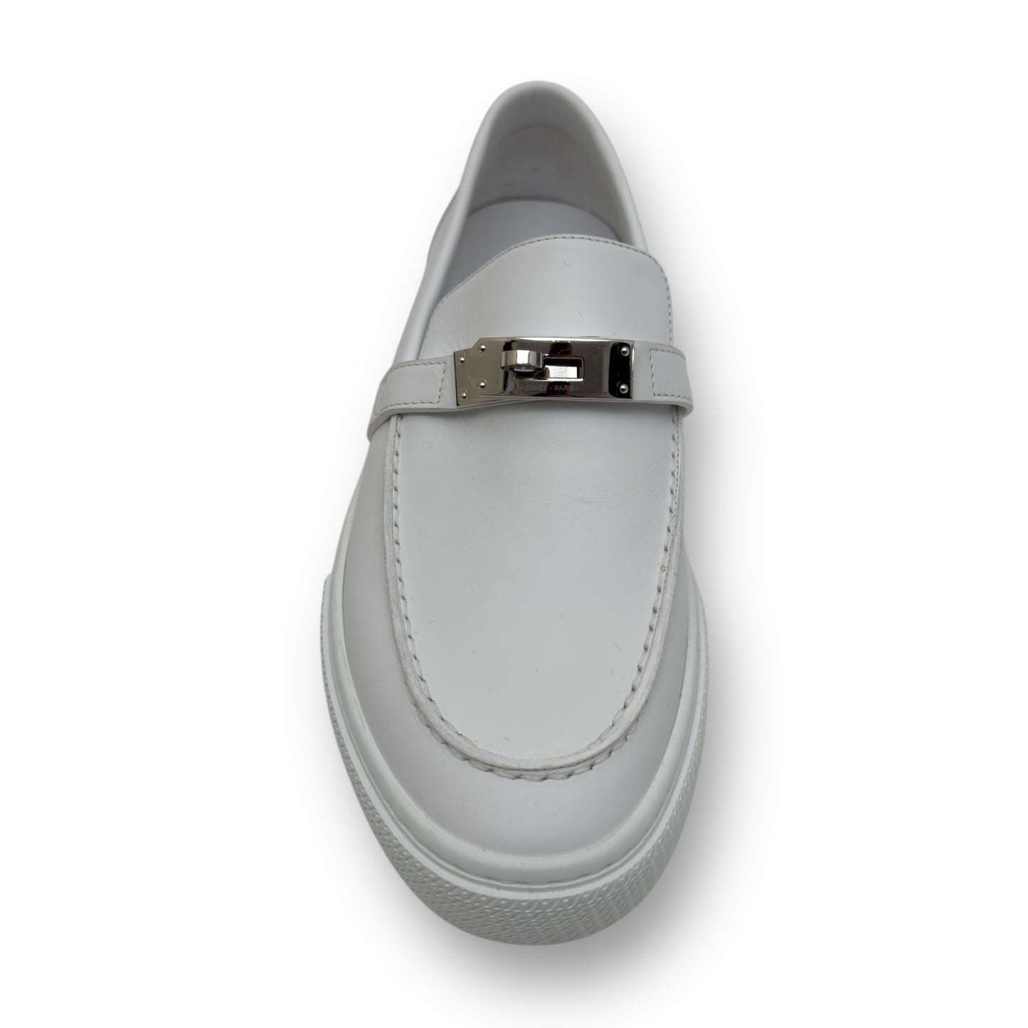 HERMÈS GAME SLIP-ON LEATHER SNEAKER WHITE / SILVER EU42.5 / UK8.5