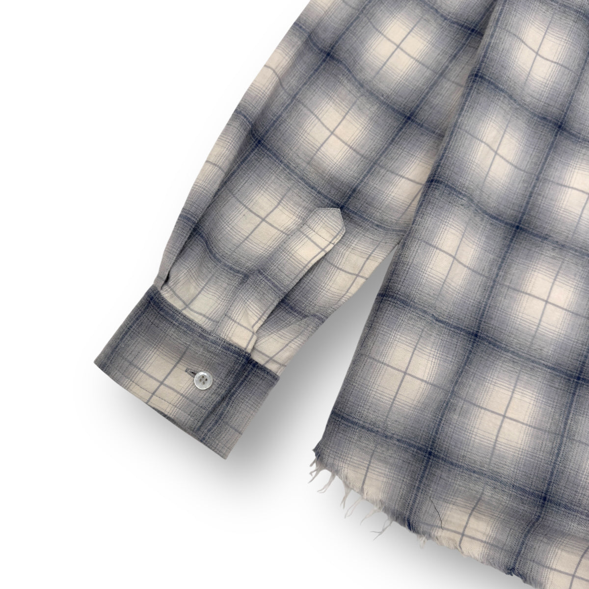 AMIRI FLANNEL LOGO APPLIQUÉ BRUSHED COTTON SHIRT BLUE / BLACK M