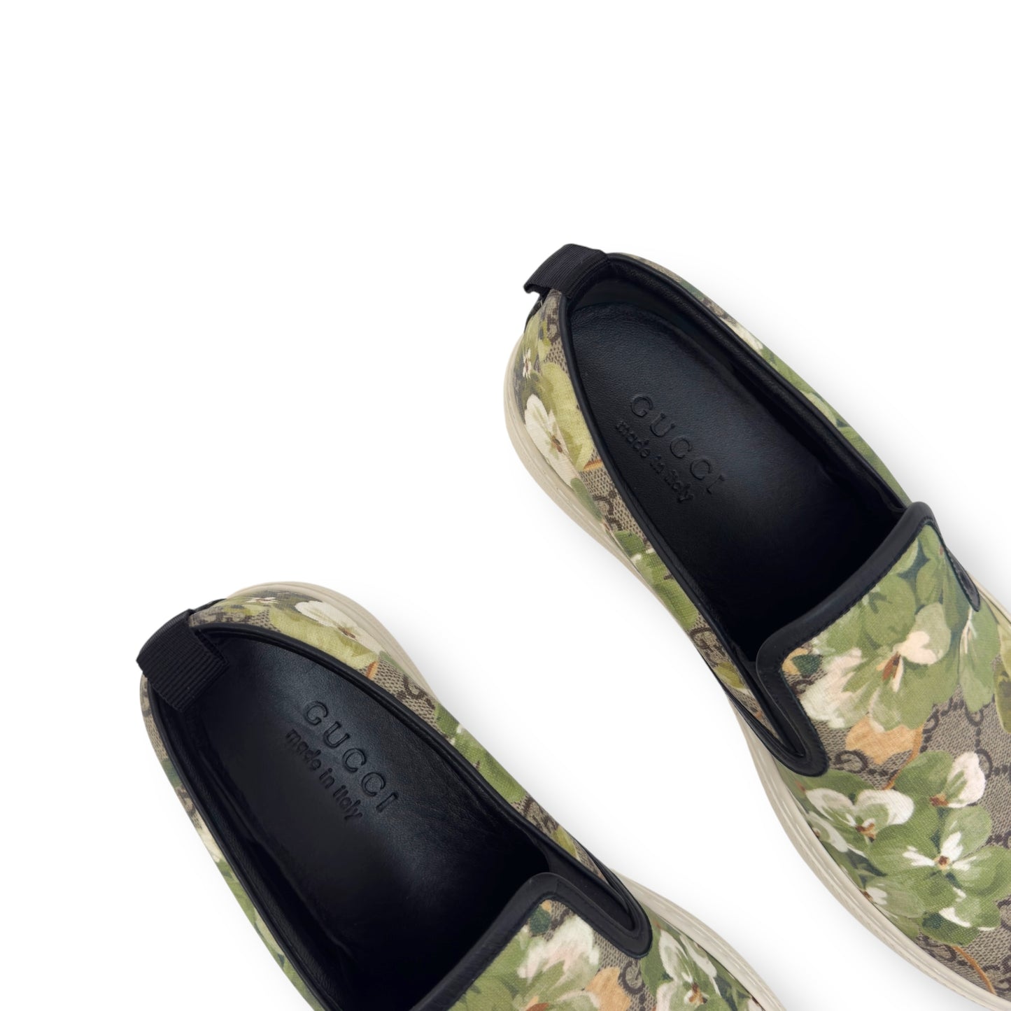 GUCCI GG SUPREME SLIP ON BLOOM SNEAKER GREEN / BEIGE UK7.5 / 41.5