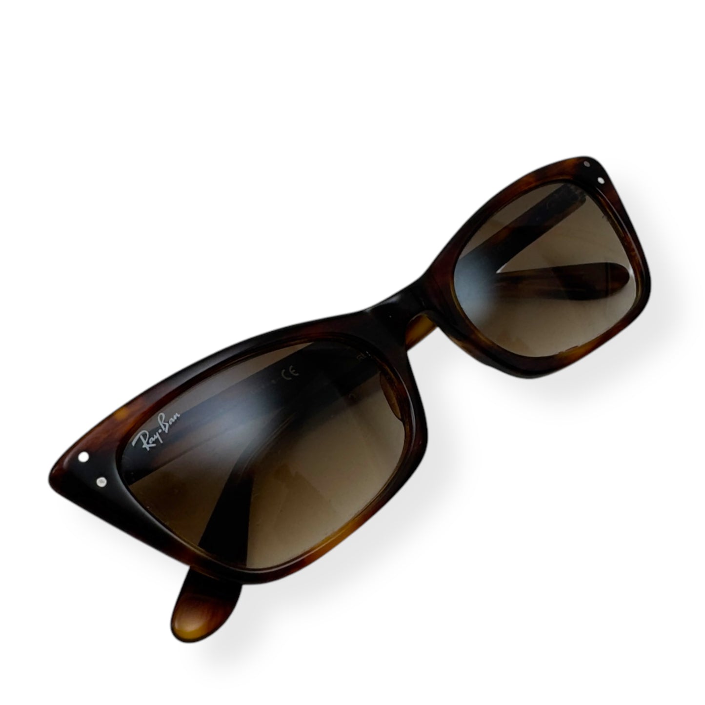 RAY BAN LADY BURBANK SUNGLASSES IN STRIPED HAVANA CLEAR / BROWN