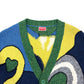 KENZO PARIS V-NECK ABSTRACT CARDIGAN GREEN / YELLOW L