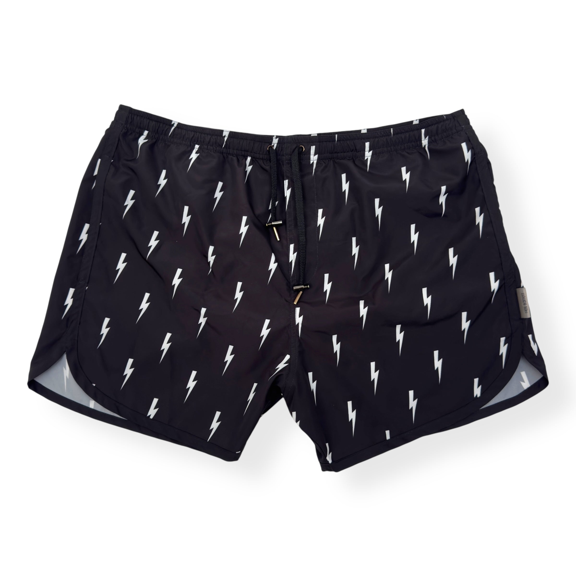 NEIL BARRETT MICRO BOLT SWIM SHORTS BLACK / WHITE L