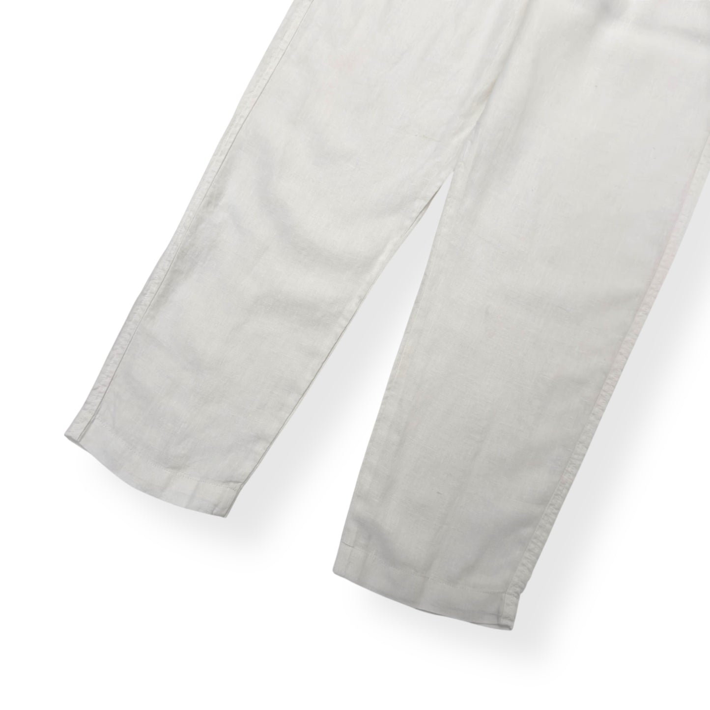 THOM SWEENEY LINEN DRAWSTRING TROUSERS WHITE M