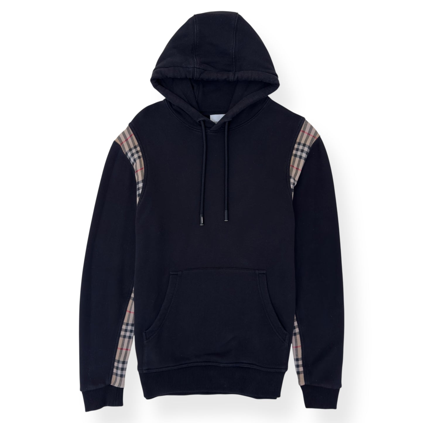 BURBERRY CHECK PANEL HOODIE BLACK M