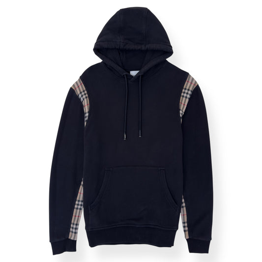 BURBERRY CHECK PANEL HOODIE BLACK M