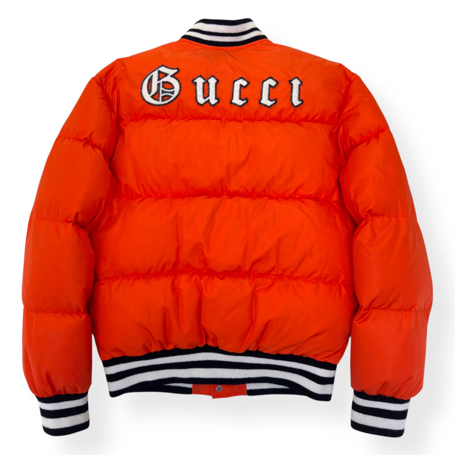 GUCCI NY YANKEES GOOSE DOWN PUFFER BOMBER JACKET ORANGE 46 / S