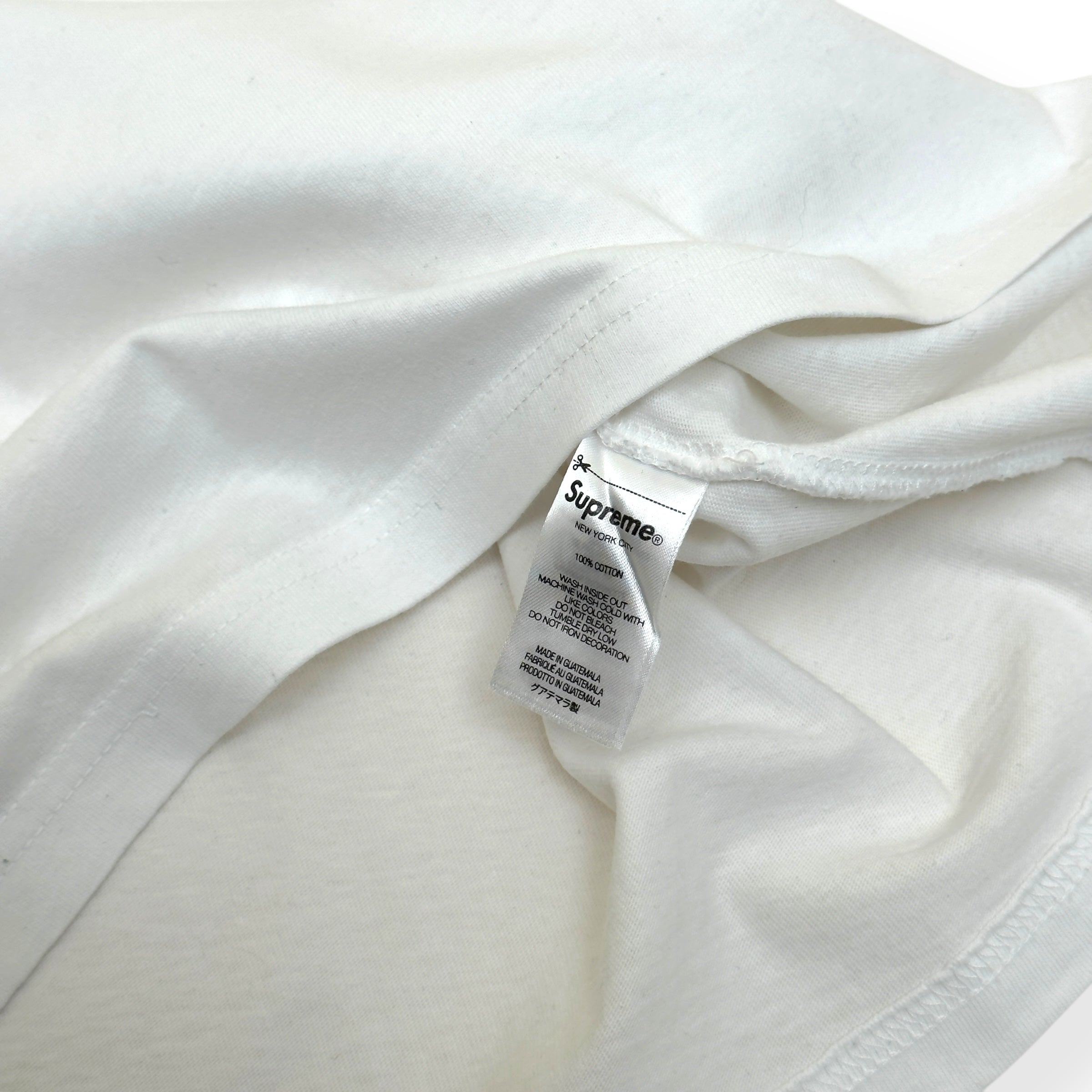 SUPREME WASHED SCRIPT LOGO COTTON T-SHIRT WHITE L