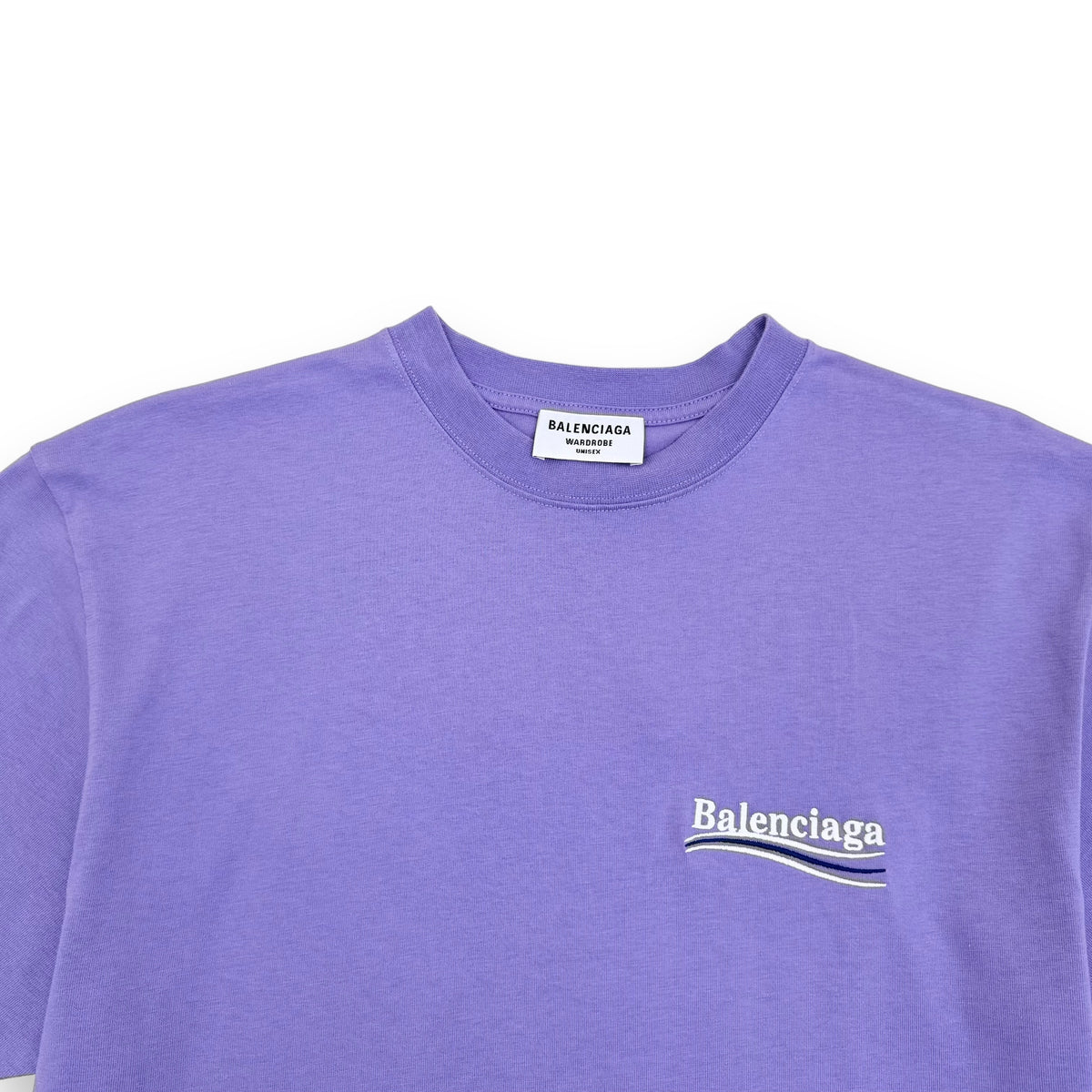 BALENCIAGA OVERSIZED POLITICAL LOGO T-SHIRT LAVENDER XXS