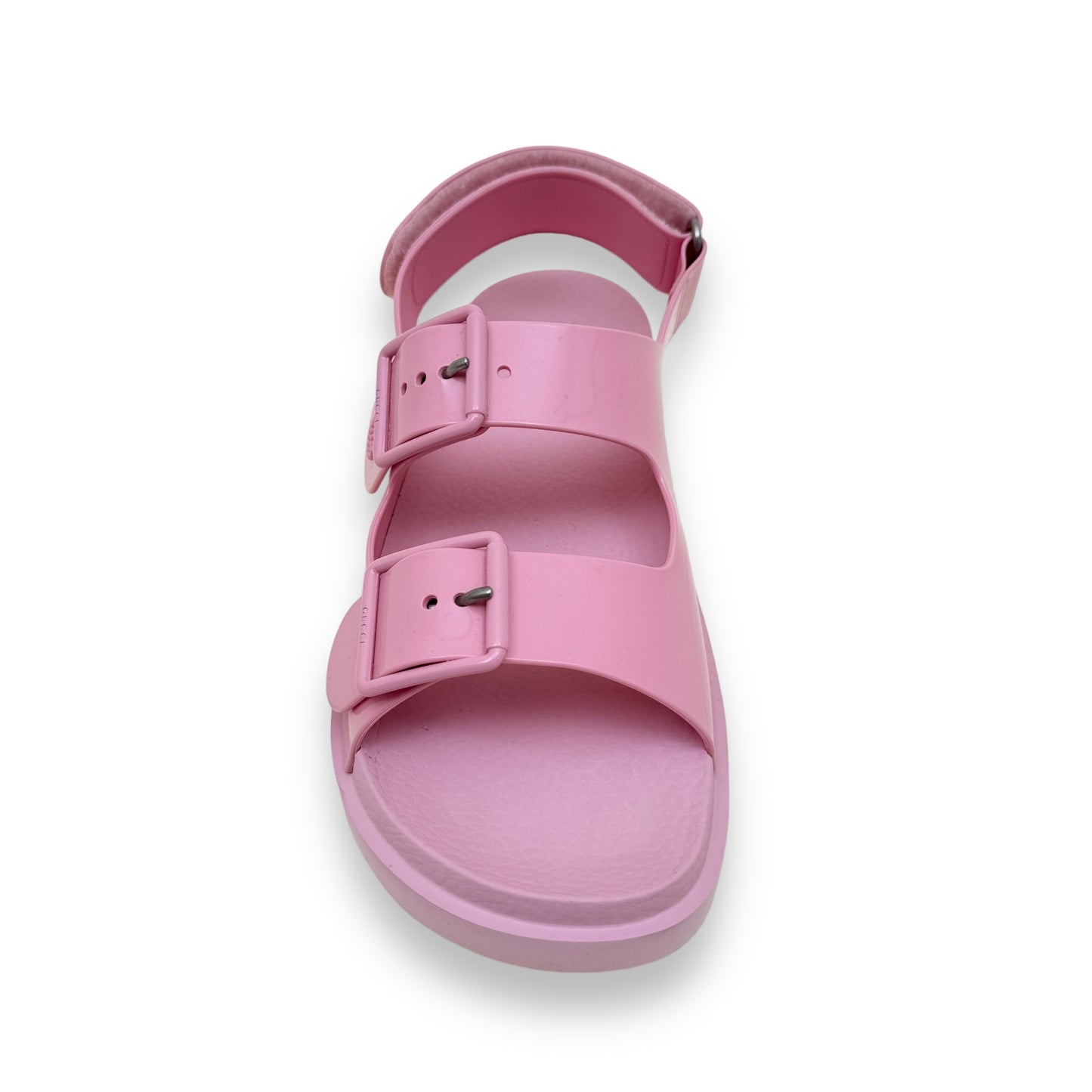 GUCCI LOGO-EMBOSSED RUBBER SANDALS PINK UK5