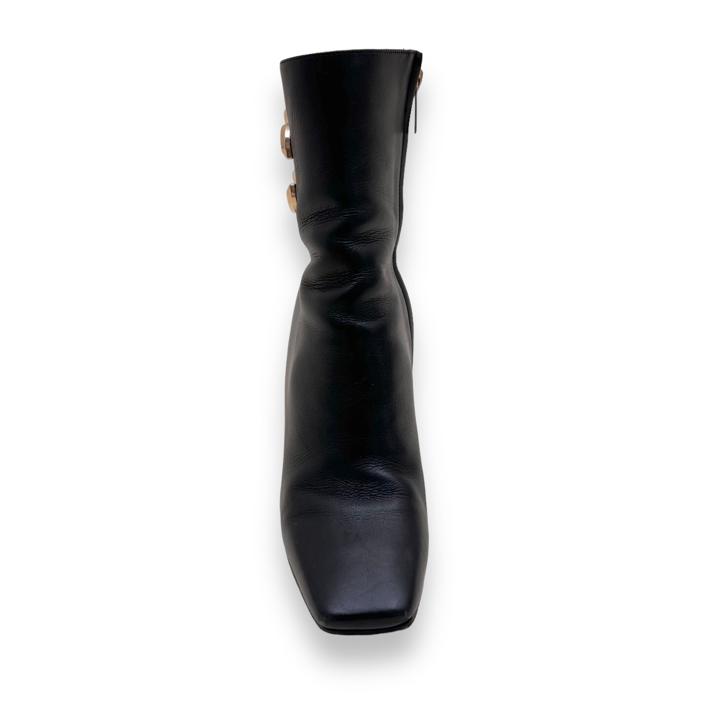JIMMY CHOO MINORI LEATHER ANKLE BOOTS BLACK UK5