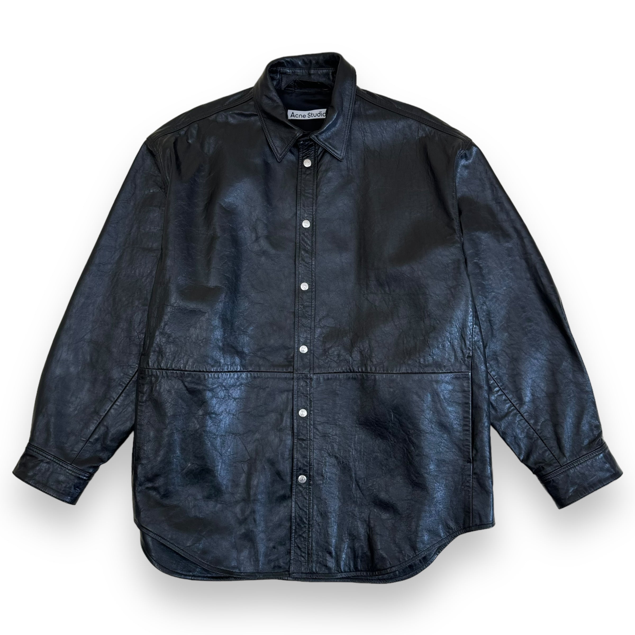 ACNE STUDIOS OVERSIZED LEATHER SHIRT JACKET BLACK M