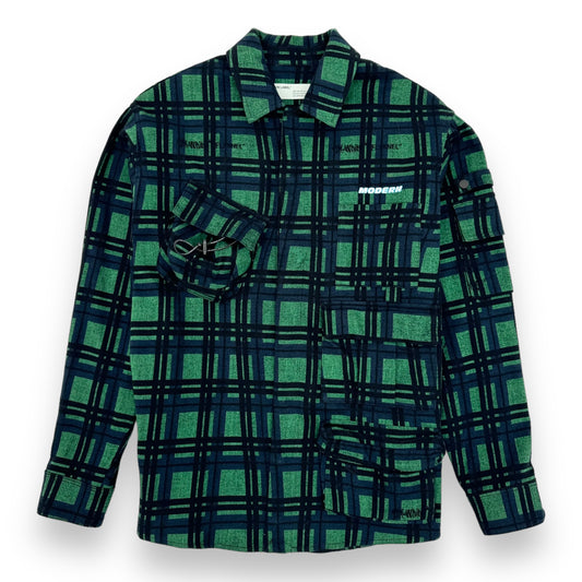 OFF-WHITE OVERSIZED CHECKED SHIRT GREEN M