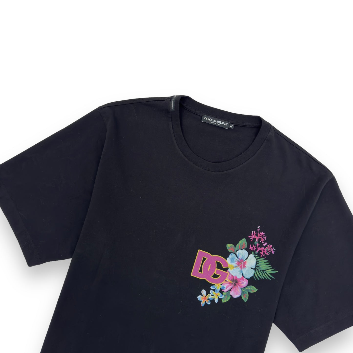 DOLCE&GABBANA FLORAL PRINT T-SHIRT BLACK L