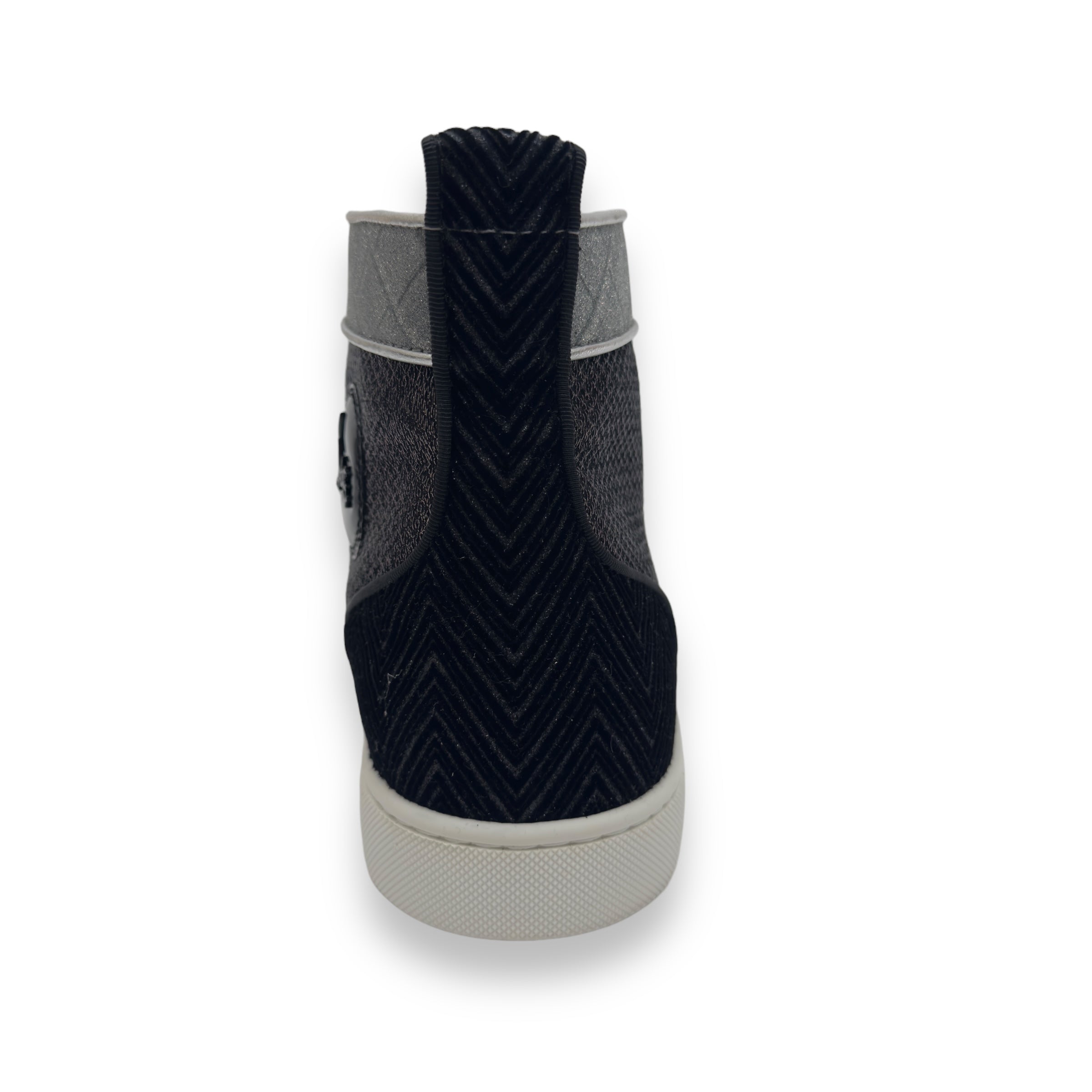 CHRISTIAN LOUBOUTIN LOU SPIKES ORLATO FLAT SNEAKER BLACK / SILVER UK11