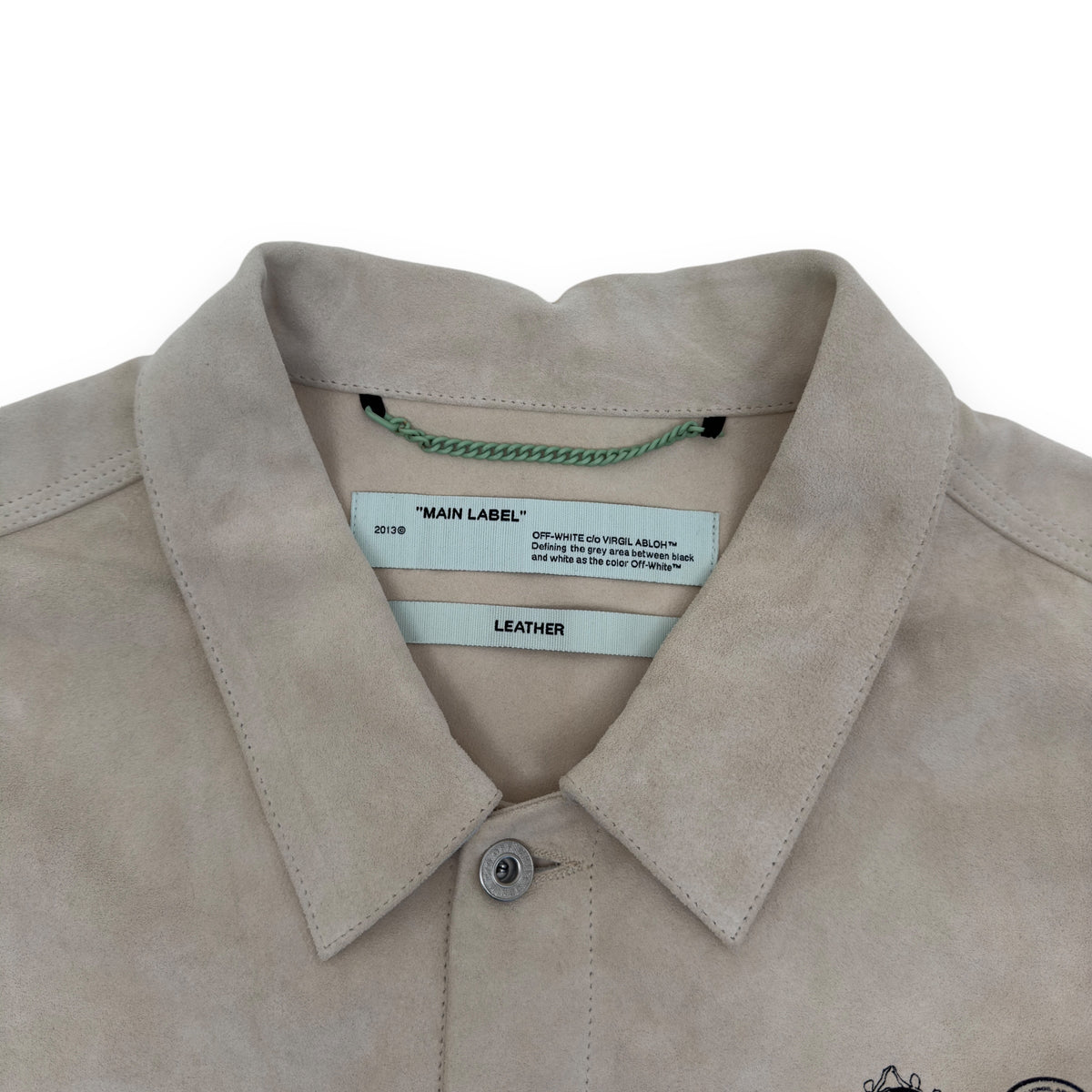 OFF-WHITE TAFT POINT LEATHER JACKET SAND / BLACK L
