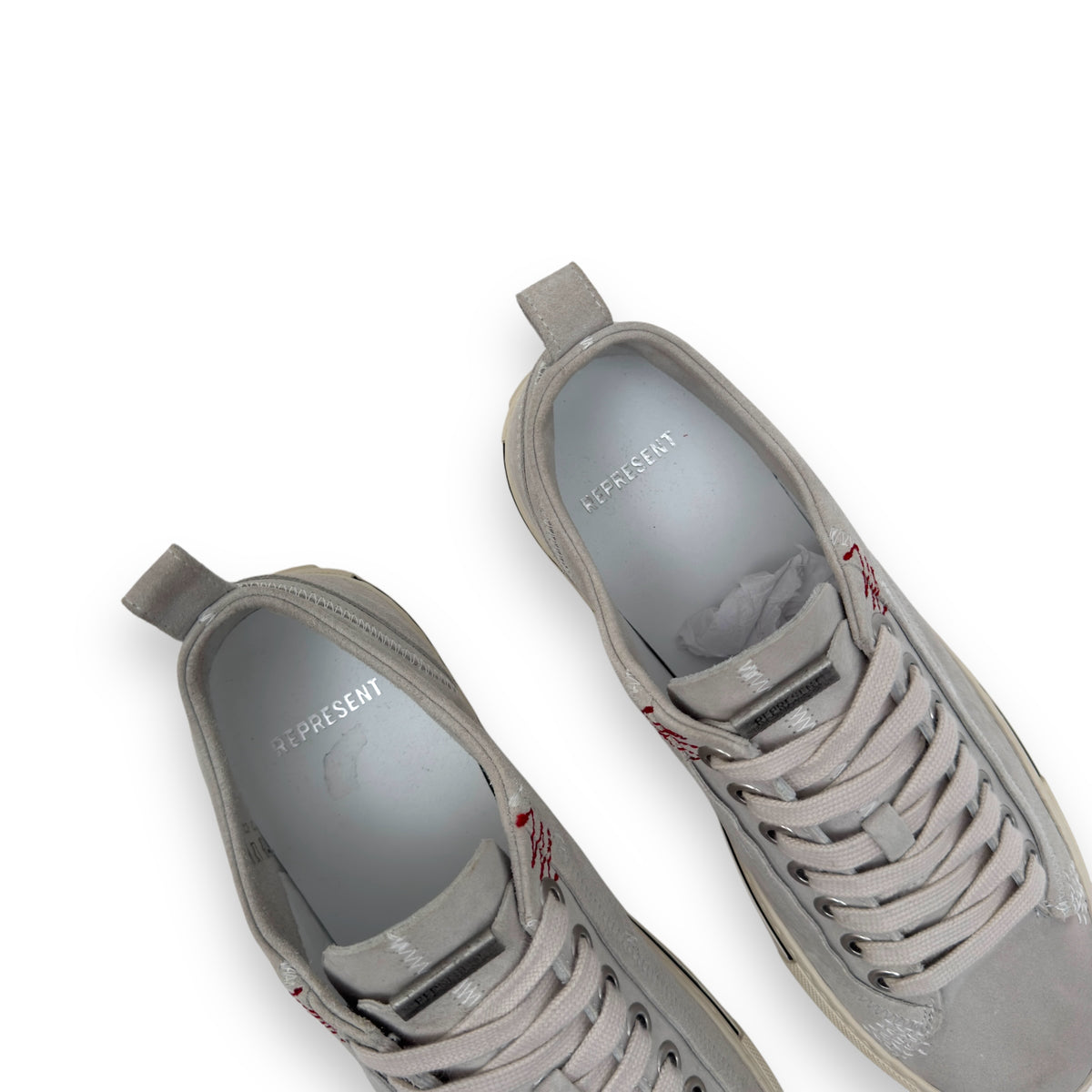REPRESENT ALPHA LOW TOP SUEDE SNEAKER VINTAGE WHITE UK10