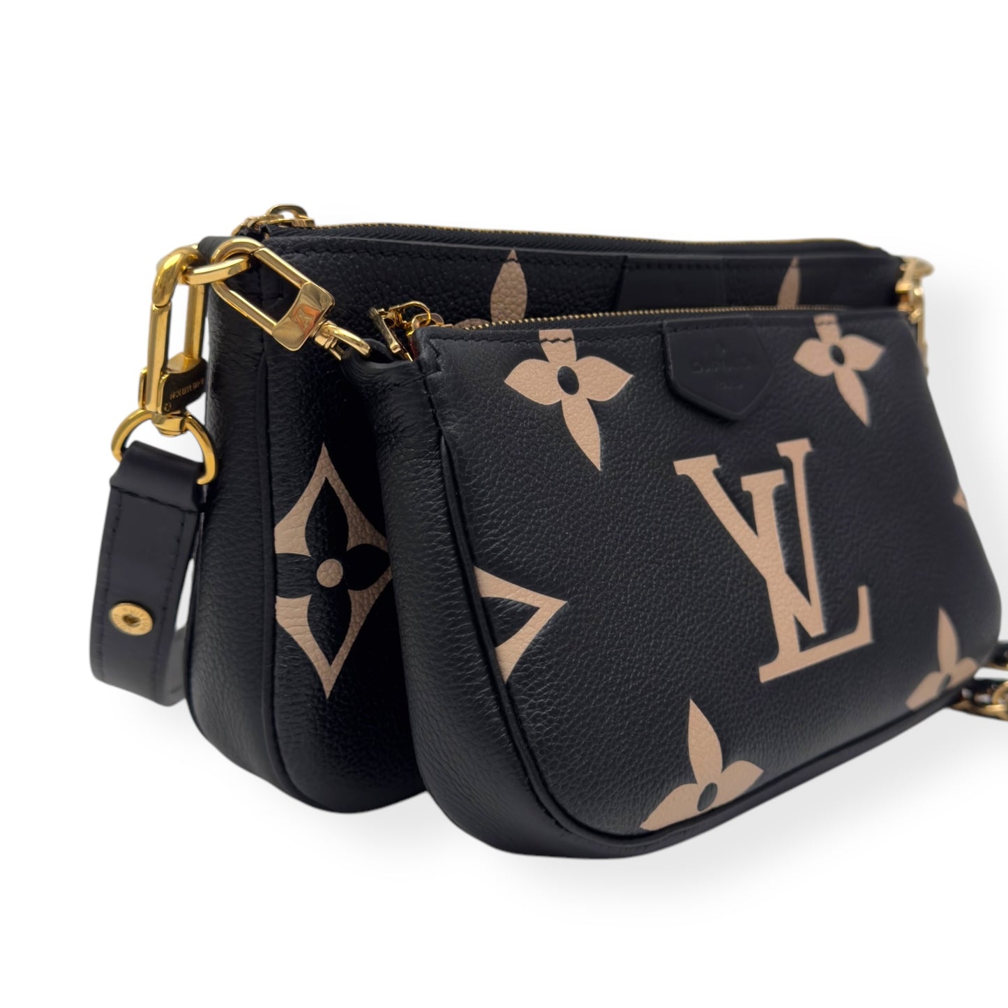 LOUIS VUITTON MULTI POUCHETTE ACCESSORIES MONOGRAM EMPREINTE LEATHER BAG BLACK / CREAM