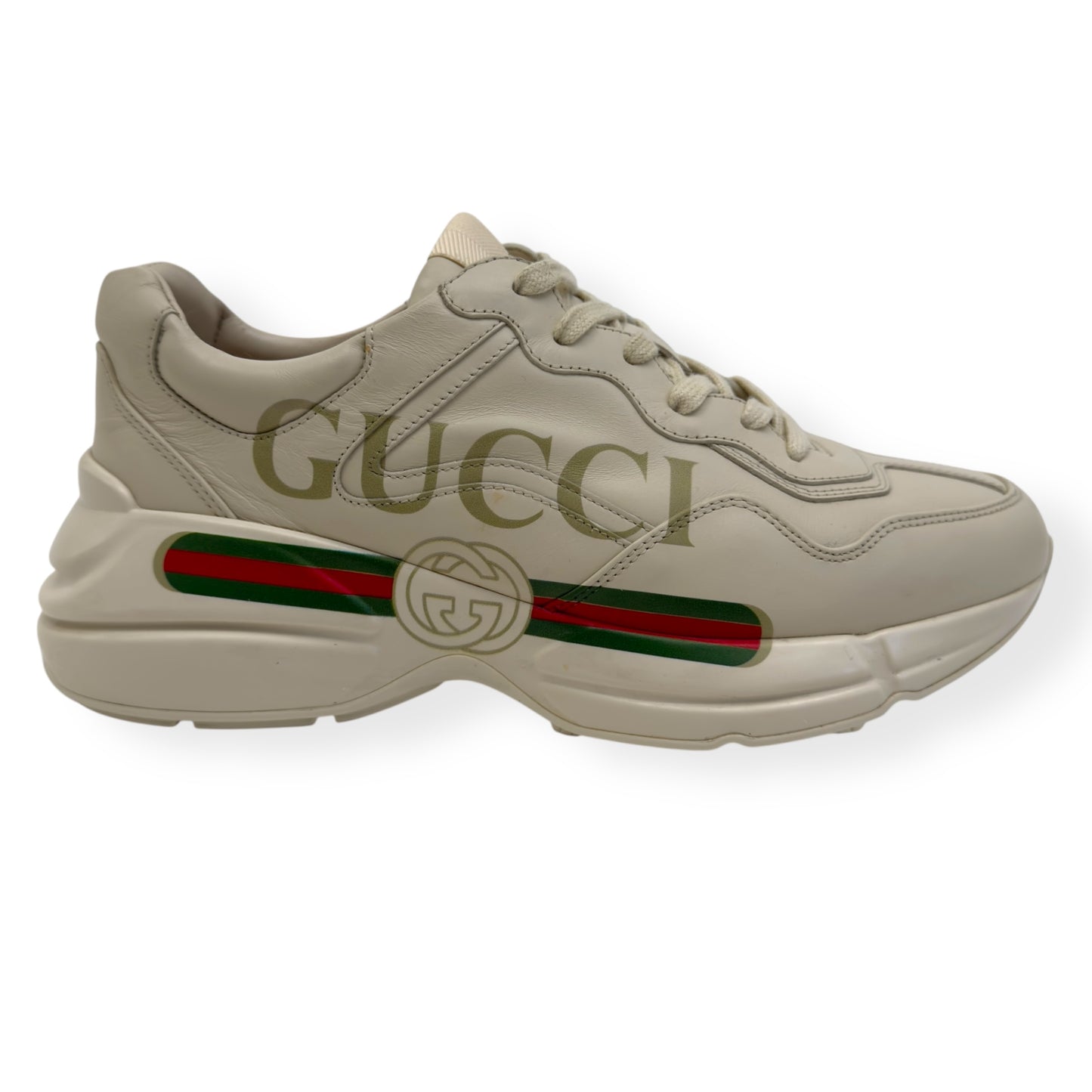 GUCCI RHYTON VINTAGE LOGO SNEAKER IVORY / RED UK6