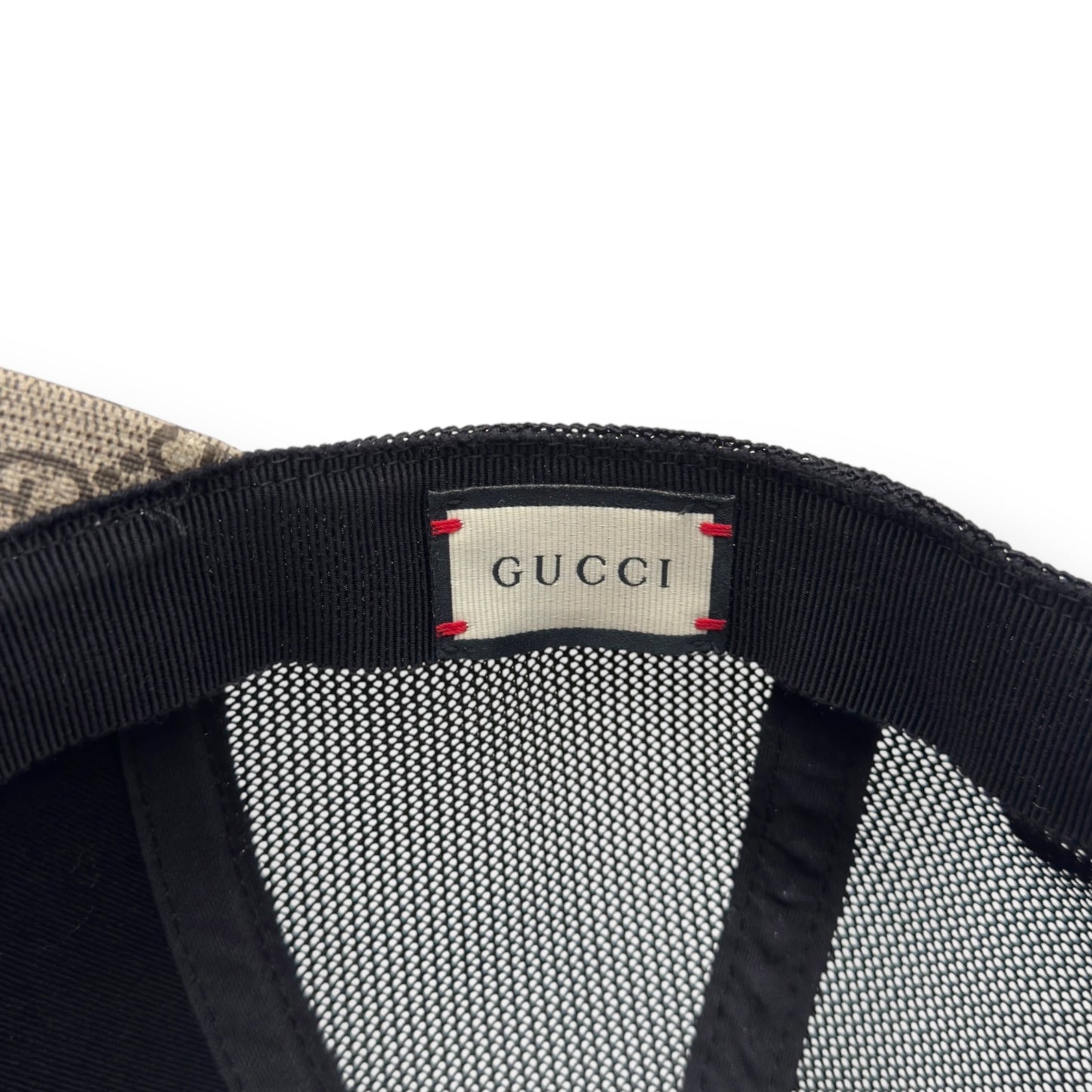 GUCCI TIGER PRINT GG SUPREME BASEBALL CAP BEIGE / BLACK O/S