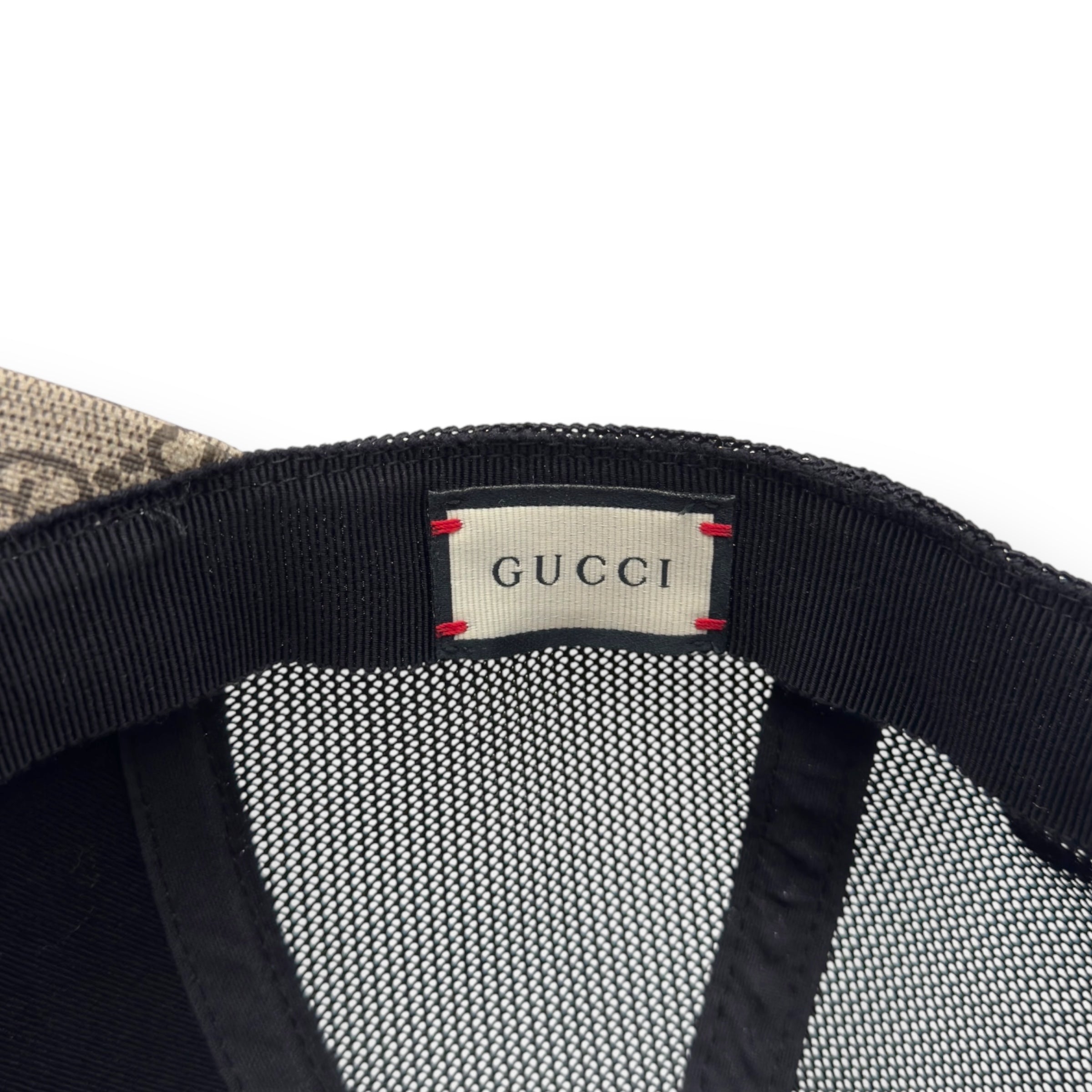 GUCCI TIGER PRINT GG SUPREME BASEBALL CAP BEIGE / BLACK O/S