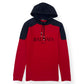 BALMAIN LOGO PRINT HOODIE RED / BLACK L