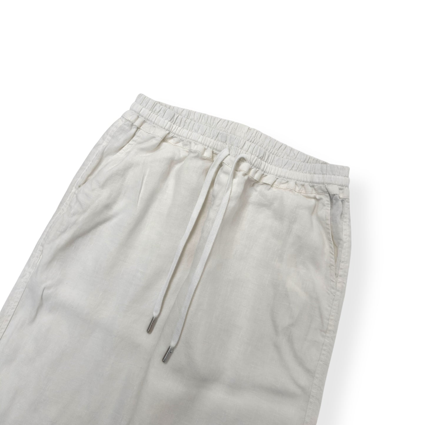 THOM SWEENEY LINEN DRAWSTRING TROUSERS WHITE M