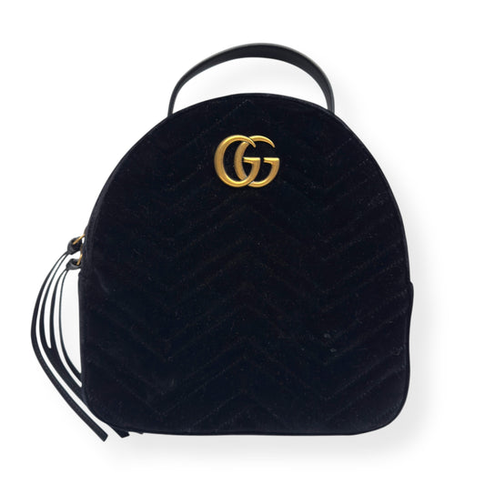 GUCCI GG MARMONT VELVET MATELASSÉ BACKPACK BLACK