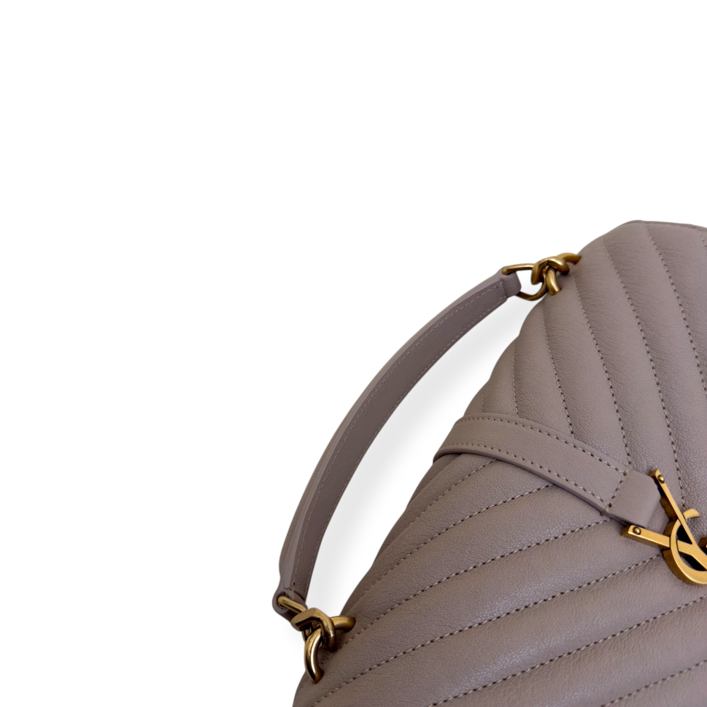 SAINT LAURENT COLLEGE LEATHER SHOULDER BAG BEIGE M