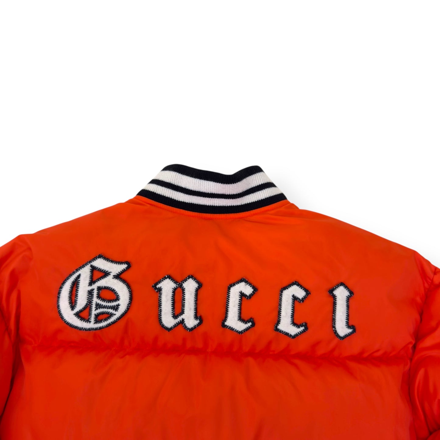 GUCCI NY YANKEES GOOSE DOWN PUFFER BOMBER JACKET ORANGE 46 / S