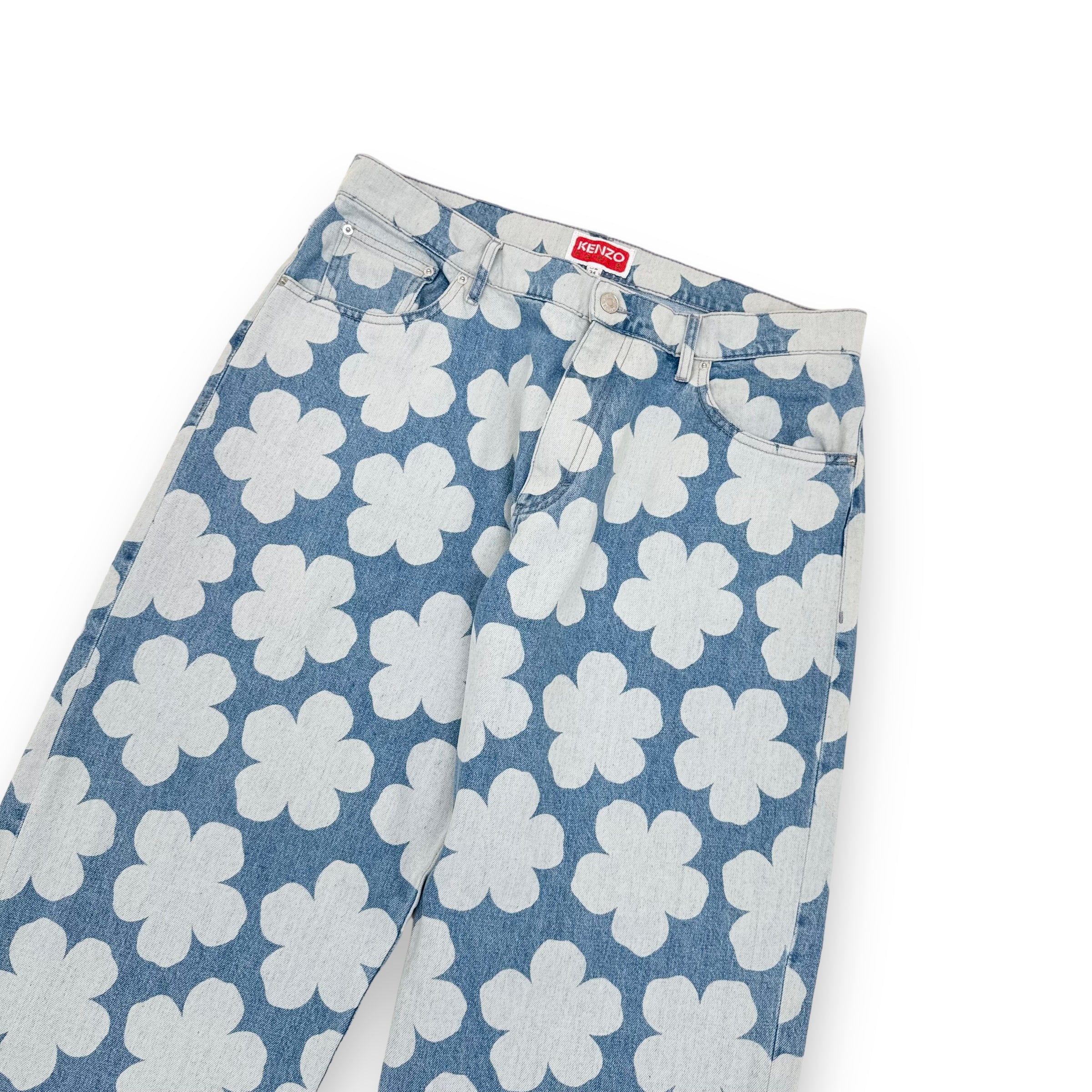 KENZO PARIS BOTAN LOOSE FIT DENIM JEANS BLUE 34”