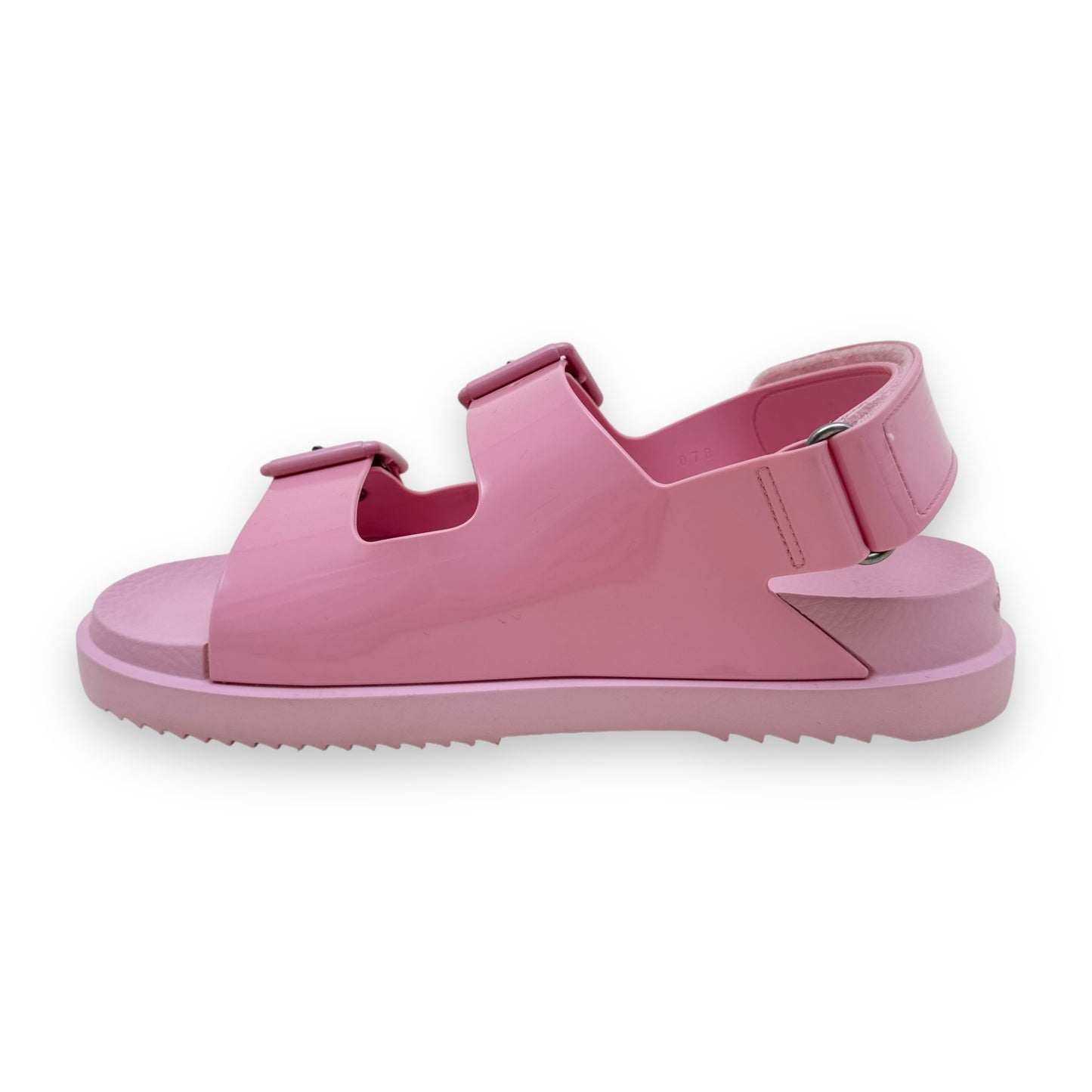 GUCCI LOGO-EMBOSSED RUBBER SANDALS PINK UK5