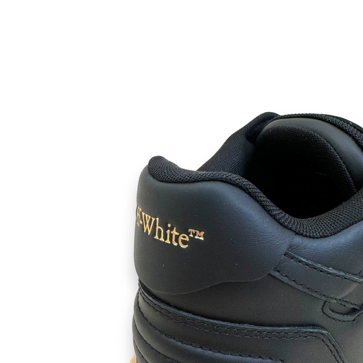 OFF-WHITE OUT OF OFFICE LEATHER LOW TOP SNEAKER BLACK UK10