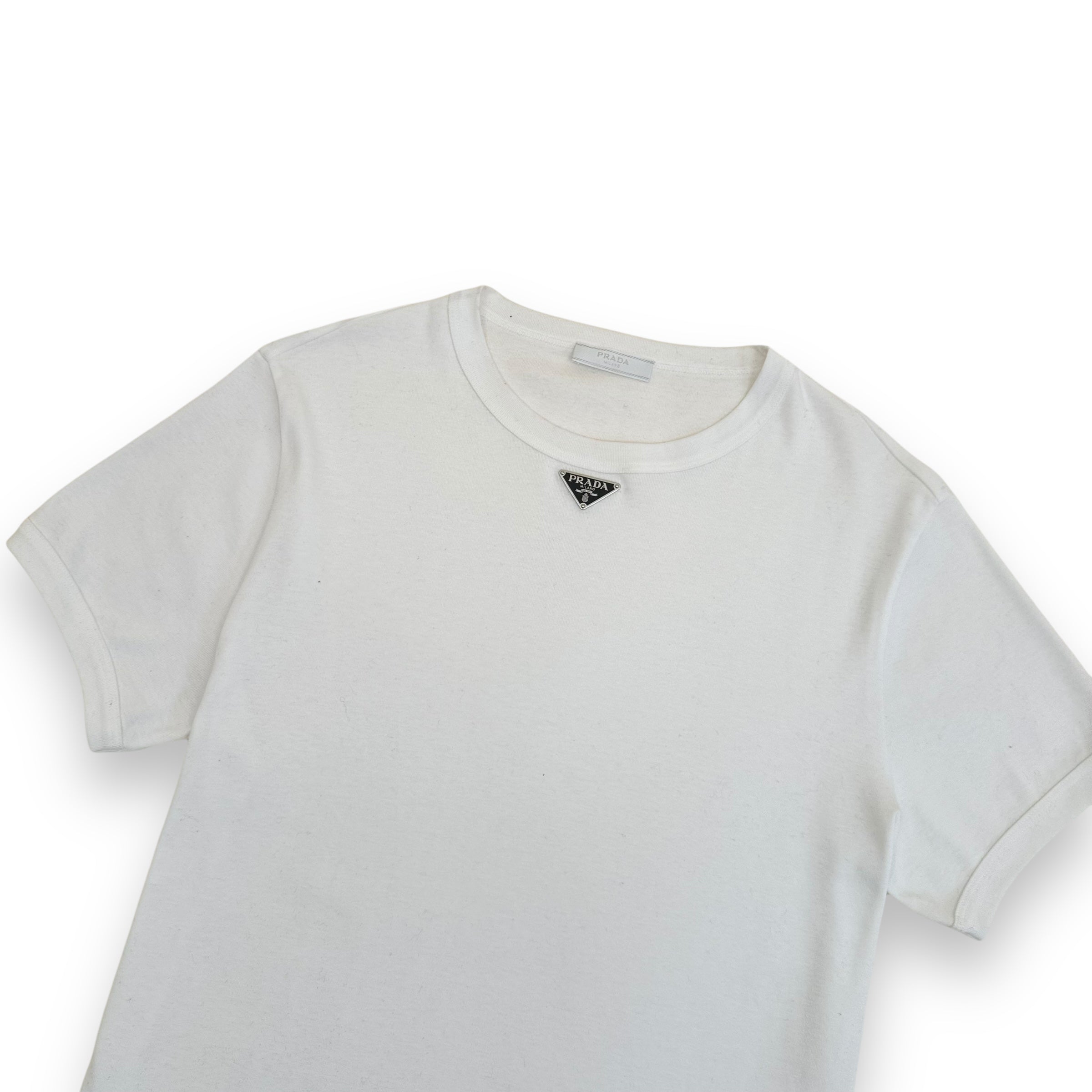 PRADA COTTON TRIANGLE T-SHIRT WHITE XL