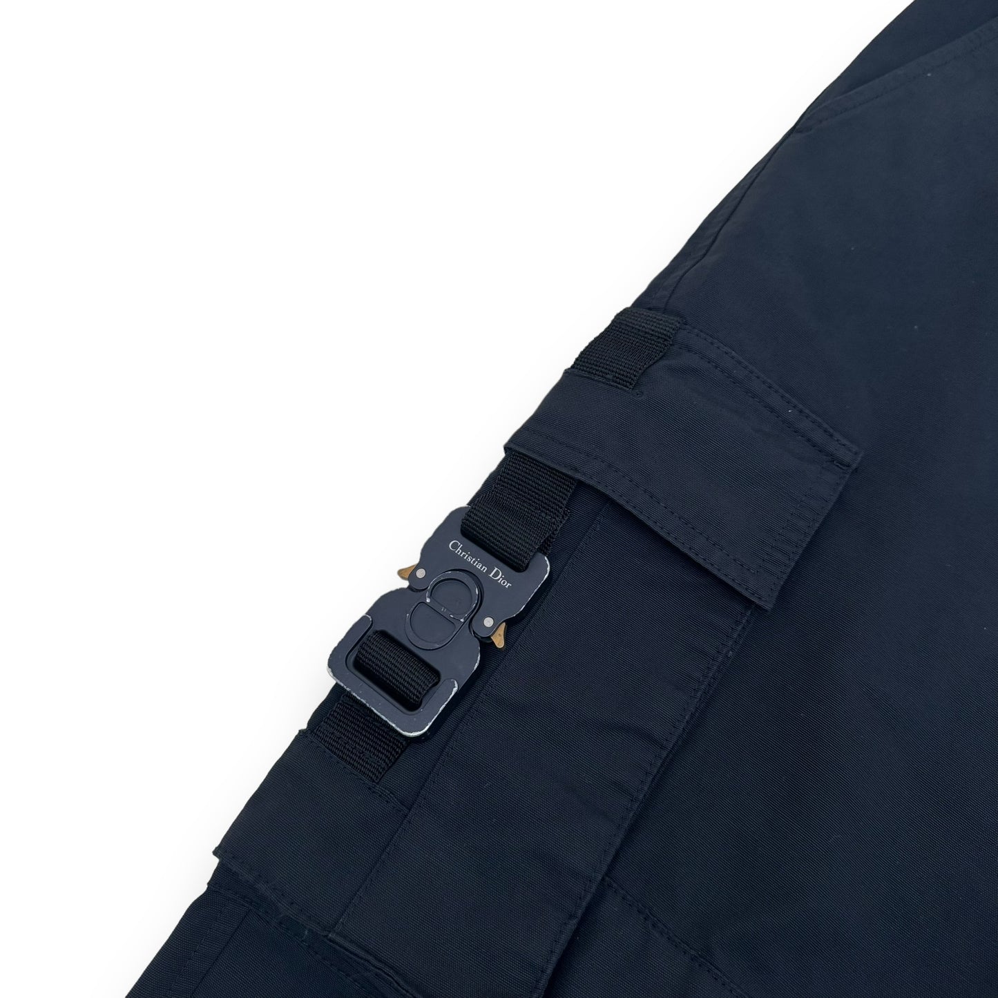 DIOR BUCKLE DETAILED CARGO TROUSERS BLACK L