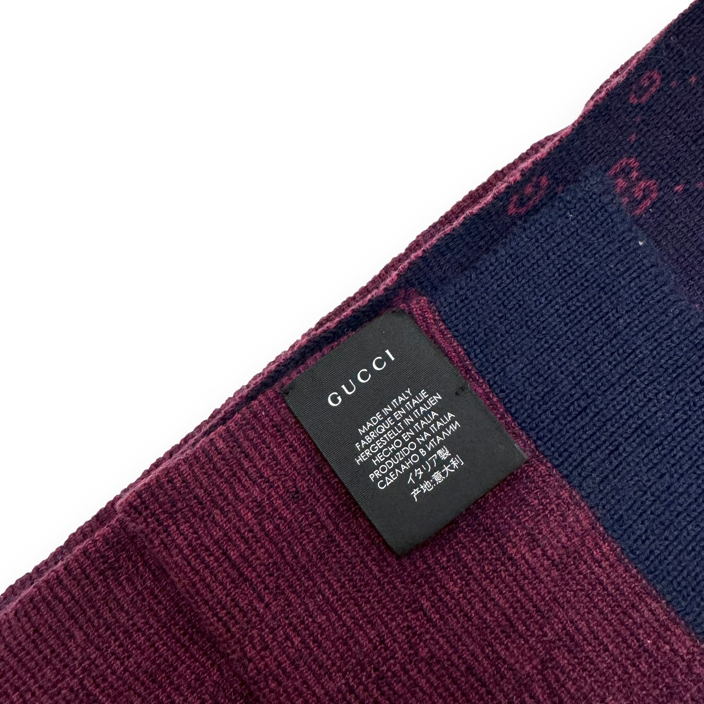 GUCCI GG WOOL SCARF NAVY / RED O/S